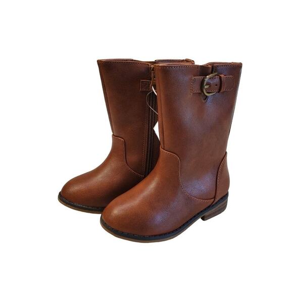 Cat & Jack Brown Boots Toddler Leather Boots Toddler Winter Boots Size 5 - Picture 1 of 11